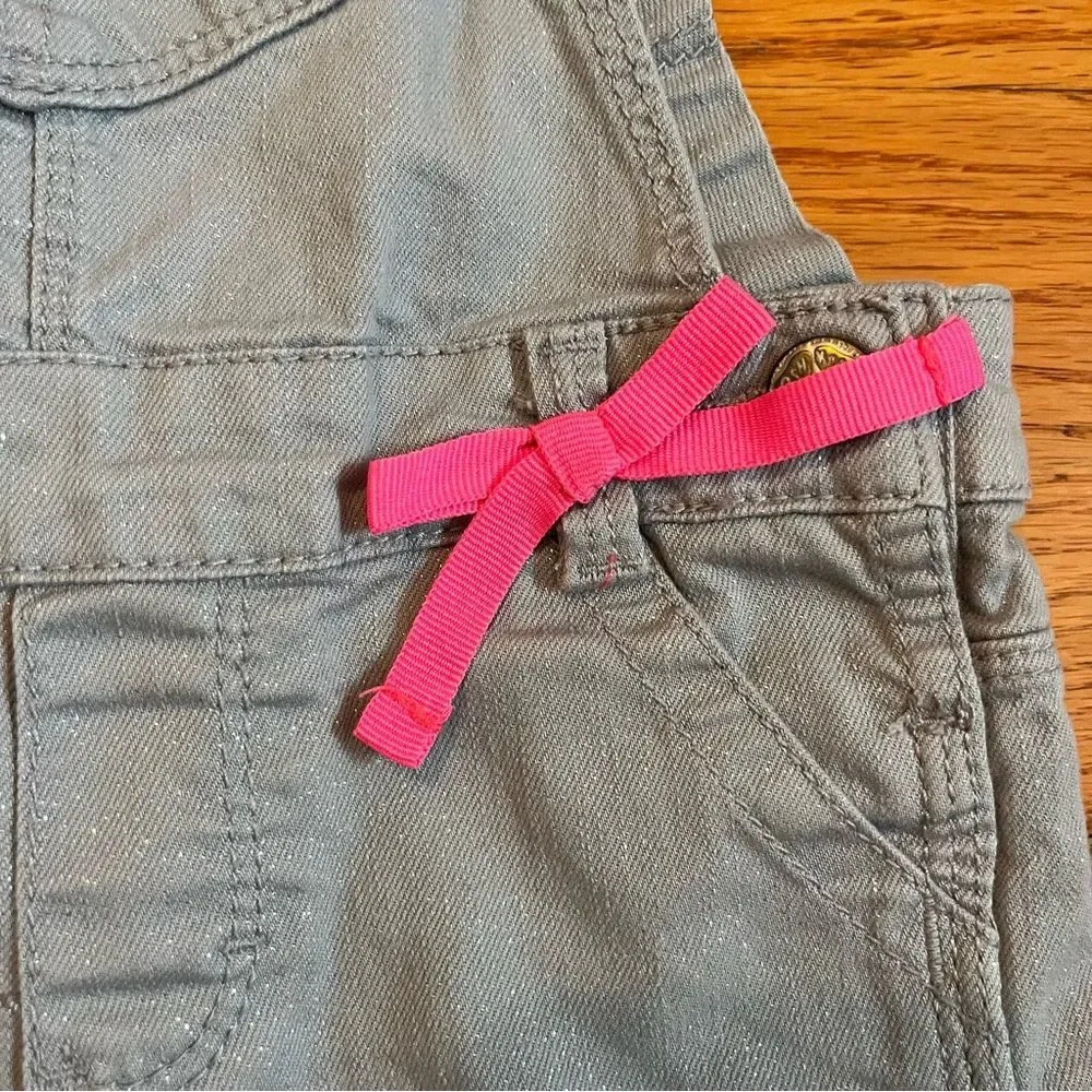 Osh Kosh Girls Girls 18 Month Grey Sparkle Overalls Pink Bow